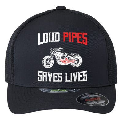 Loud Pipes Saves Lives Biker Flexfit Unipanel Trucker Cap