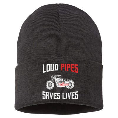 Loud Pipes Saves Lives Biker Sustainable Knit Beanie