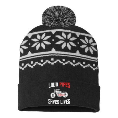 Loud Pipes Saves Lives Biker USA-Made Snowflake Beanie