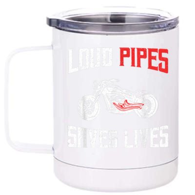 Loud Pipes Saves Lives Biker 12 oz Stainless Steel Tumbler Cup