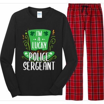 Lucky Police Sergeant St Patrick's Day Police Sergeants Gift Long Sleeve Pajama Set