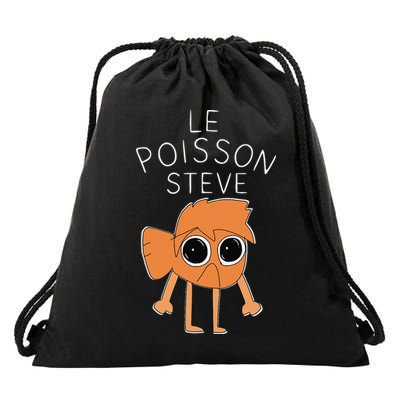 Le Poisson Steve Funny Fish Cartoon Trendy Meme Art Drawstring Bag