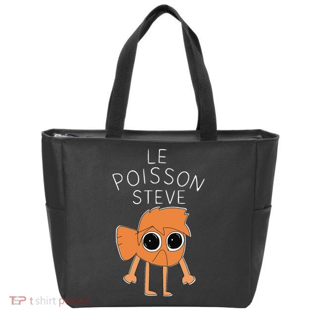 Le Poisson Steve Funny Fish Cartoon Trendy Meme Art Zip Tote Bag