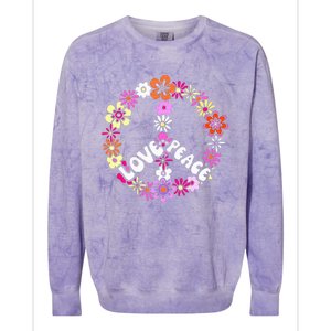 Love Peace Sign 60s Retro Peace 60s Hippie Flower Peace Colorblast Crewneck Sweatshirt