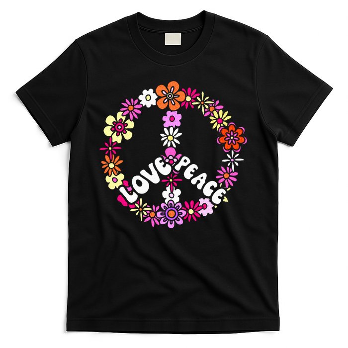 Love Peace Sign 60s Retro Peace 60s Hippie Flower Peace T-Shirt