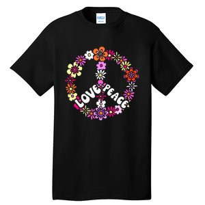 Love Peace Sign 60s Retro Peace 60s Hippie Flower Peace Tall T-Shirt