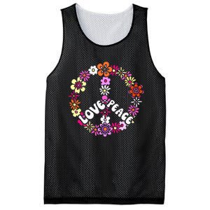 Love Peace Sign 60s Retro Peace 60s Hippie Flower Peace Mesh Reversible Basketball Jersey Tank