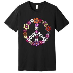 Love Peace Sign 60s Retro Peace 60s Hippie Flower Peace Premium T-Shirt