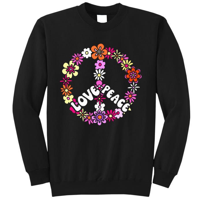 Love Peace Sign 60s Retro Peace 60s Hippie Flower Peace Tall Sweatshirt