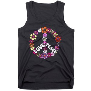 Love Peace Sign 60s Retro Peace 60s Hippie Flower Peace Tank Top