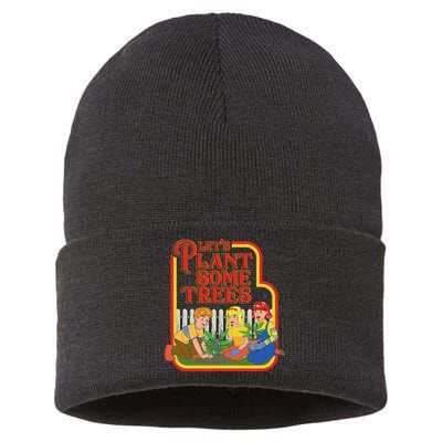 Let’S Plant Some Trees Cannabis Humor Marijuana Funny Weed Sustainable Knit Beanie