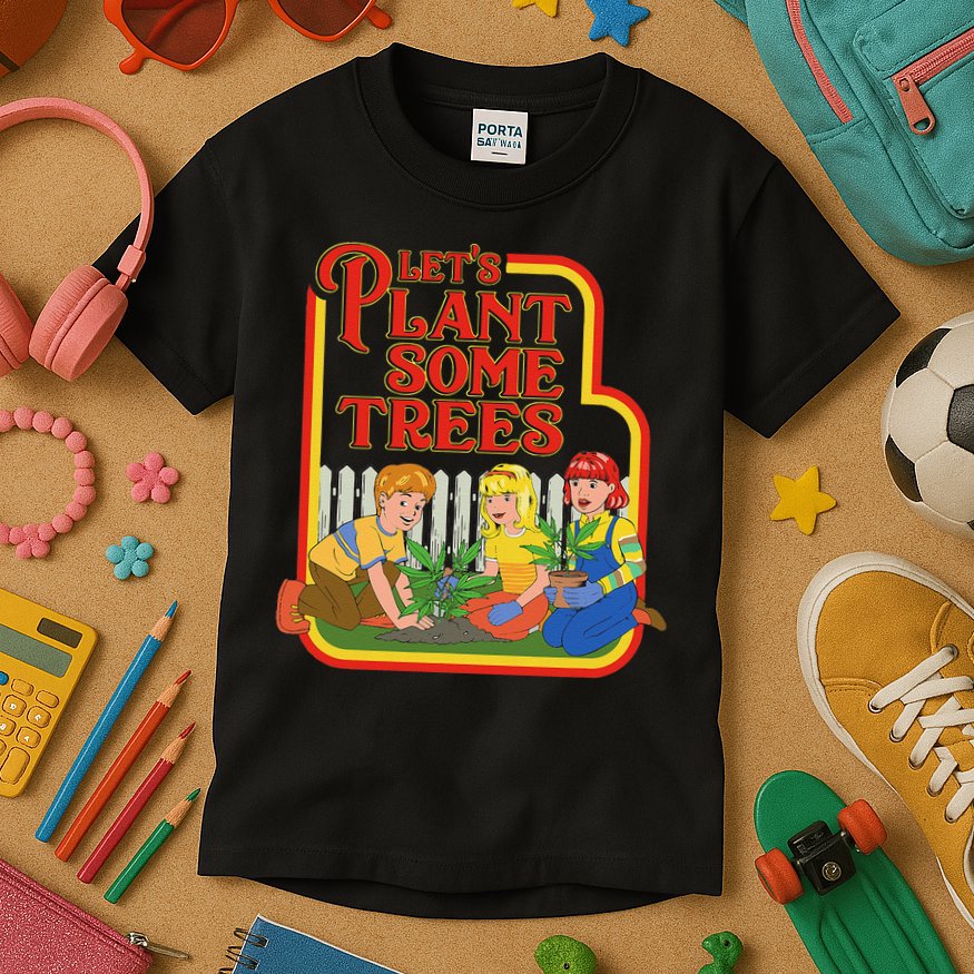 Let’S Plant Some Trees Cannabis Humor Marijuana Funny Weed Kids T-Shirt