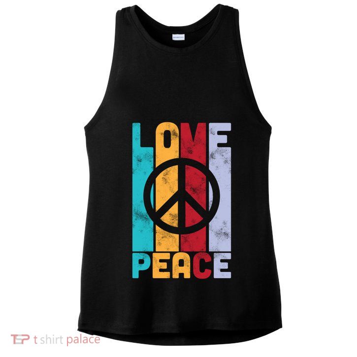 Love Peace Freedom Vintage Hippie Ladies PosiCharge Tri-Blend Wicking Tank