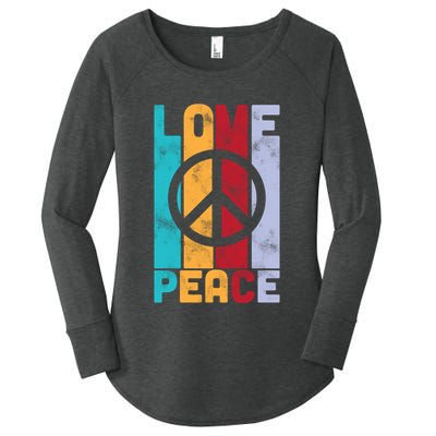 Love Peace Freedom Vintage Hippie Women's Perfect Tri Tunic Long Sleeve Shirt