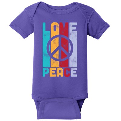 Love Peace Freedom Vintage Hippie Baby Bodysuit