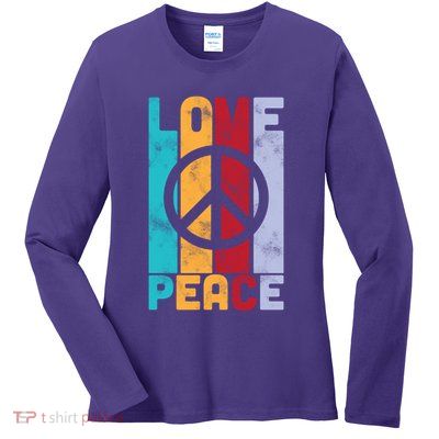 Love Peace Freedom Vintage Hippie Ladies Long Sleeve Shirt