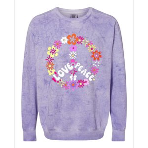 Love Peace Sign 60s Retro Peace 60s Hippie Flower Peace Colorblast Crewneck Sweatshirt