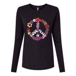 Love Peace Sign 60s Retro Peace 60s Hippie Flower Peace Womens Cotton Relaxed Long Sleeve T-Shirt