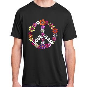 Love Peace Sign 60s Retro Peace 60s Hippie Flower Peace Adult ChromaSoft Performance T-Shirt