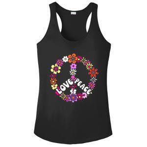 Love Peace Sign 60s Retro Peace 60s Hippie Flower Peace Ladies PosiCharge Competitor Racerback Tank