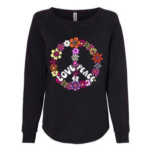 Love Peace Sign 60s Retro Peace 60s Hippie Flower Peace Womens California Wash Sweatshirt