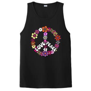 Love Peace Sign 60s Retro Peace 60s Hippie Flower Peace PosiCharge Competitor Tank