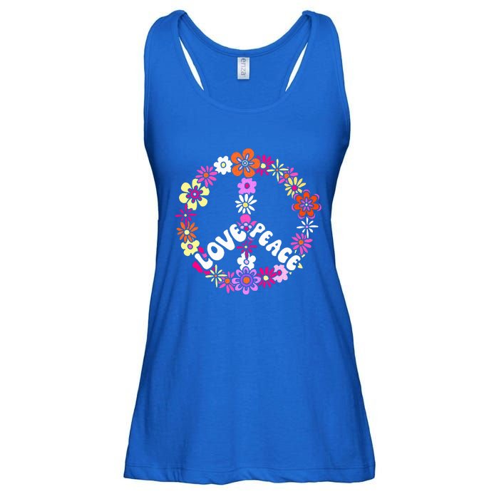 Love Peace Sign 60s Retro Peace 60s Hippie Flower Peace Ladies Essential Flowy Tank