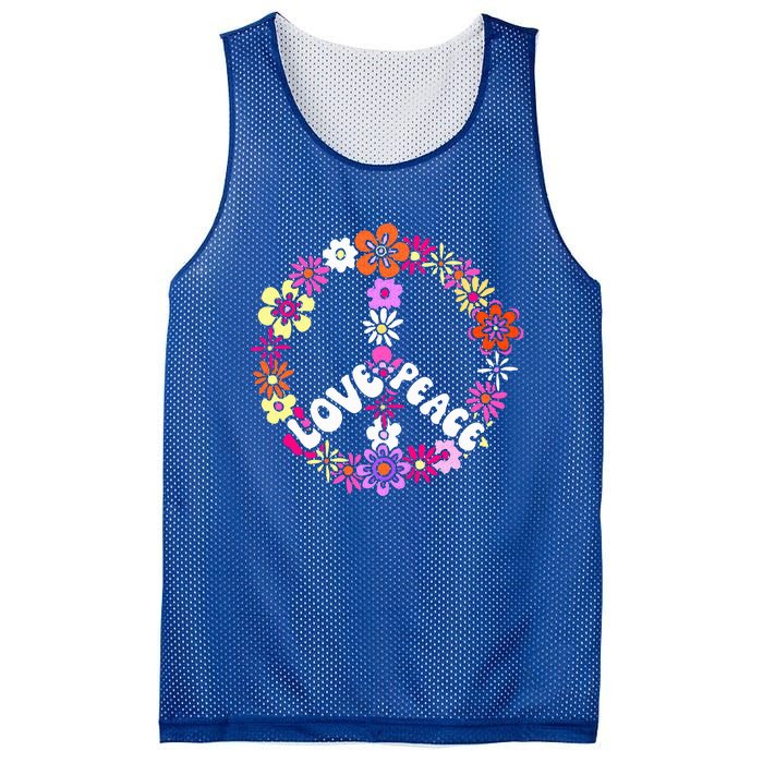 Love Peace Sign 60s Retro Peace 60s Hippie Flower Peace Mesh Reversible Basketball Jersey Tank