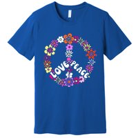 Love Peace Sign 60s Retro Peace 60s Hippie Flower Peace Premium T-Shirt