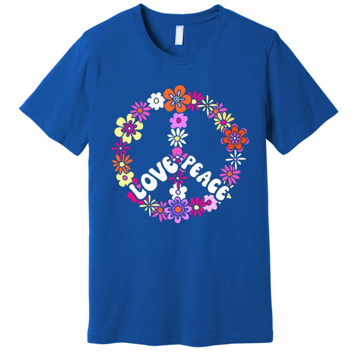 Love Peace Sign 60s Retro Peace 60s Hippie Flower Peace Premium T-Shirt