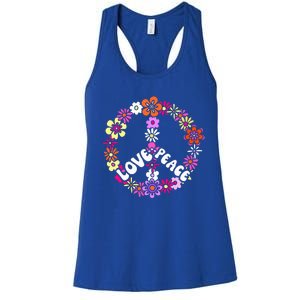 Love Peace Sign 60s Retro Peace 60s Hippie Flower Peace Women's Racerback Tank