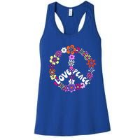 Love Peace Sign 60s Retro Peace 60s Hippie Flower Peace Women's Racerback Tank