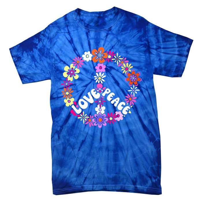 Love Peace Sign 60s Retro Peace 60s Hippie Flower Peace Tie-Dye T-Shirt