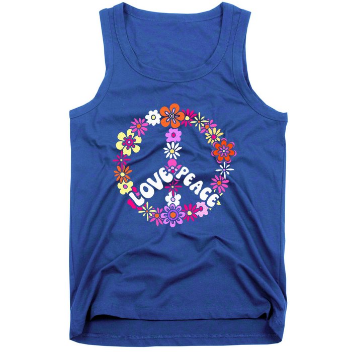 Love Peace Sign 60s Retro Peace 60s Hippie Flower Peace Tank Top