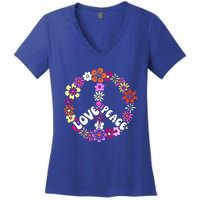 Love Peace Sign 60s Retro Peace 60s Hippie Flower Peace Women's V-Neck T-Shirt