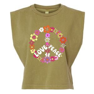 Love Peace Sign 60s Retro Peace 60s Hippie Flower Peace Garment-Dyed Women's Muscle Tee