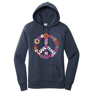 Love Peace Sign 60s Retro Peace 60s Hippie Flower Peace Women's Pullover Hoodie