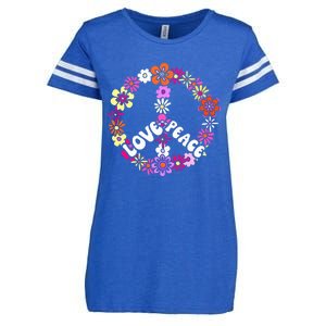 Love Peace Sign 60s Retro Peace 60s Hippie Flower Peace Enza Ladies Jersey Football T-Shirt