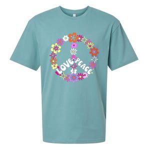 Love Peace Sign 60s Retro Peace 60s Hippie Flower Peace Sueded Cloud Jersey T-Shirt