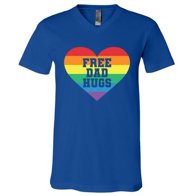 Lgbt Pride Social Movet Tee: Free Dad Hugs Cool Gift V-Neck T-Shirt