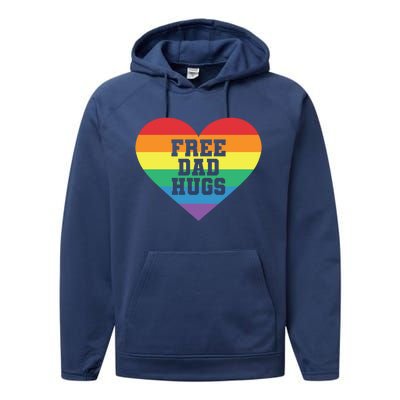 Lgbt Pride Social Movet Tee: Free Dad Hugs Cool Gift Performance Fleece Hoodie