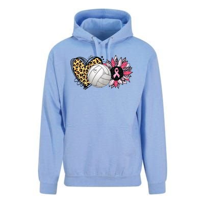 Love Pink Sunflower Volleyball Breast Cancer Awareness Unisex Surf Hoodie