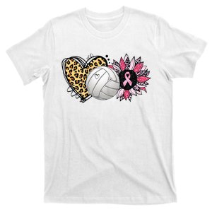 Love Pink Sunflower Volleyball Breast Cancer Awareness T-Shirt