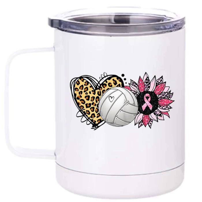 Love Pink Sunflower Volleyball Breast Cancer Awareness 12 oz Stainless Steel Tumbler Cup