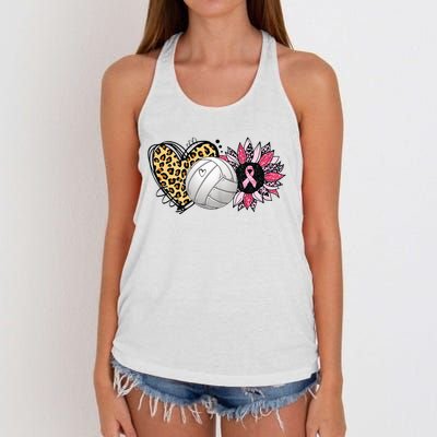 Love Pink Sunflower Volleyball Breast Cancer Awareness Women's Knotted Racerback Tank