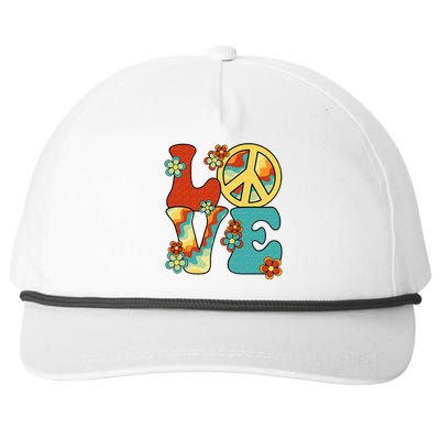 Love Peace Sign 60s 70s Costume Party Outfit Groovy Hippie Snapback Five-Panel Rope Hat