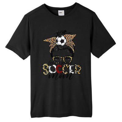 Loud Proud Soccer Mom Leopard Messy Bun MotherS Day Tall Fusion ChromaSoft Performance T-Shirt