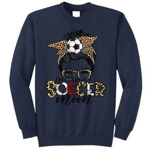 Loud Proud Soccer Mom Leopard Messy Bun MotherS Day Sweatshirt