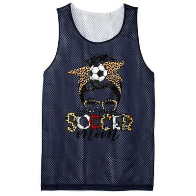 Loud Proud Soccer Mom Leopard Messy Bun MotherS Day Mesh Reversible Basketball Jersey Tank