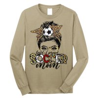 Loud Proud Soccer Mom Leopard Messy Bun MotherS Day Long Sleeve Shirt